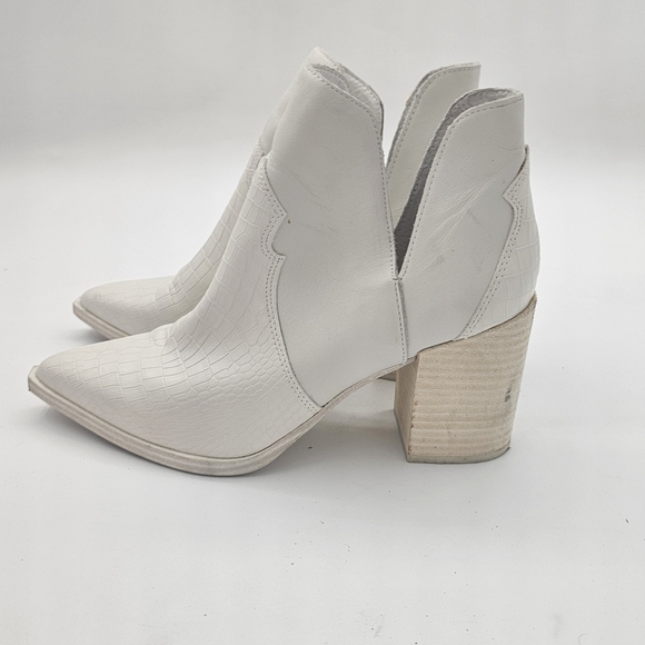 Steve Madden Chaya Bone Heeled Bootie Ivory Size 9 Pointy Toe Chunky Heel - Picture 7 of 11